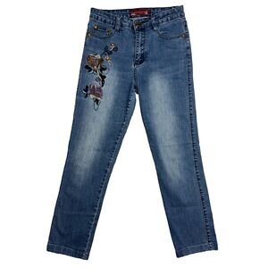 Fergize Jeans Women's Size 28 Embroidered Flowers Stretch